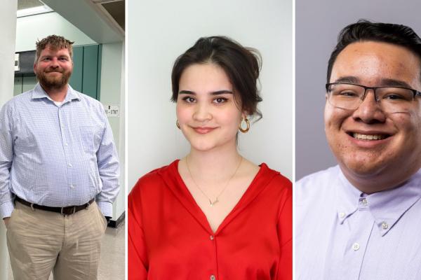 Headshots of Robert Anzenberger, Nafisa Nigmatova and Connor Stuart