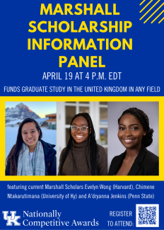 Marshall Scholarship Information Panel April 19 at 4 P.M., funds graduate study in the United Kingdom in any field