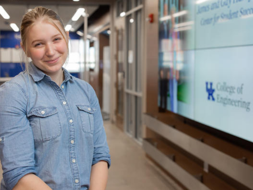 Anna Compas in College of Engineering building