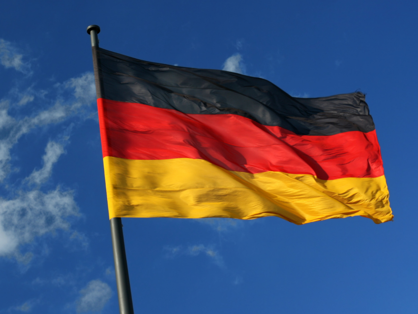 German flag flying on flag pole