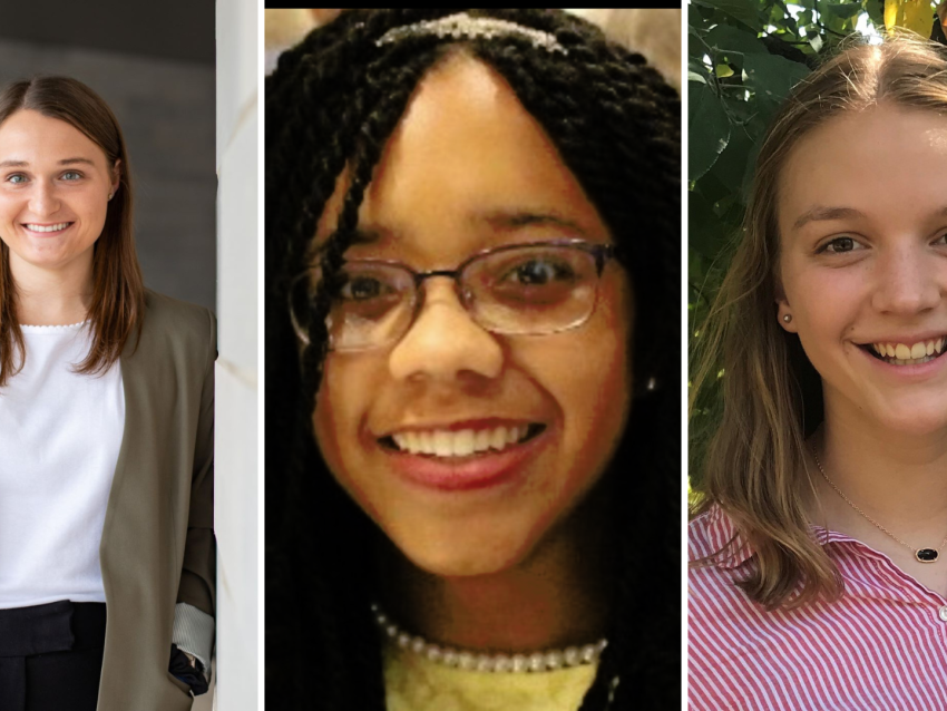 Head shots of Hannah Cleary, Tori Vestal and Meredith Williams