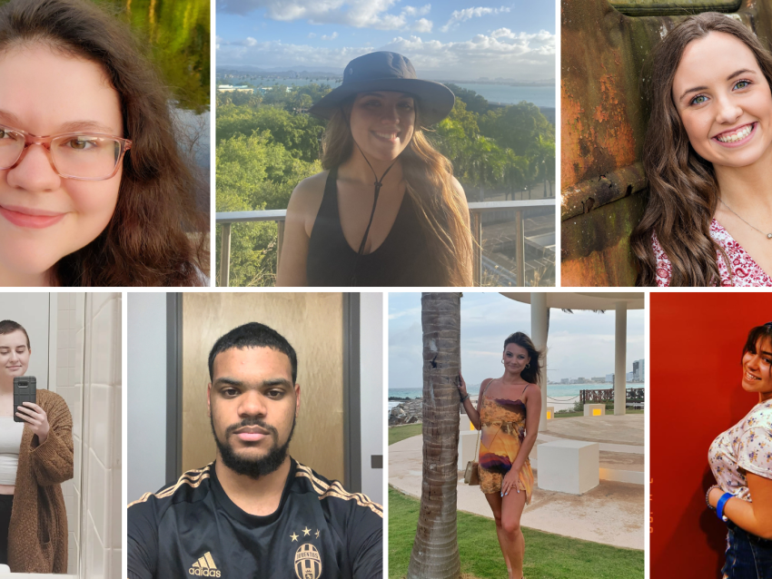 Collage of headshots of Alexis Farmer, Kaitlyn Johnson, Brianna Mattingly, Leanna McCarty, Ryan Sistrunk, Rebecca Stalcup and Daniela Torres-Gomez