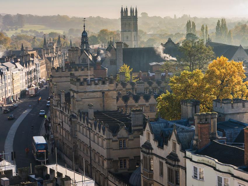 aerial view of Oxford in the United Kingdom