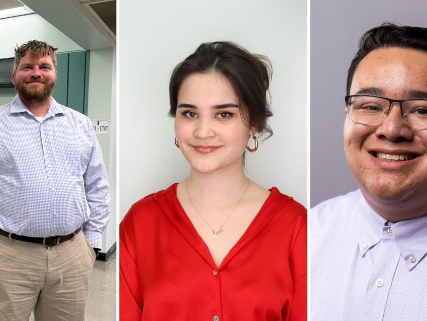 Headshots of Robert Anzenberger, Nafisa Nigmatova and Connor Stuart