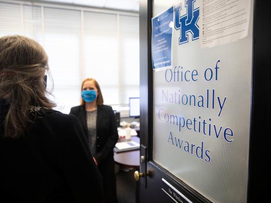 Visitor entering the Office of Nationally Competitive Awards