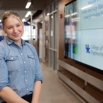 Anna Compas in College of Engineering building