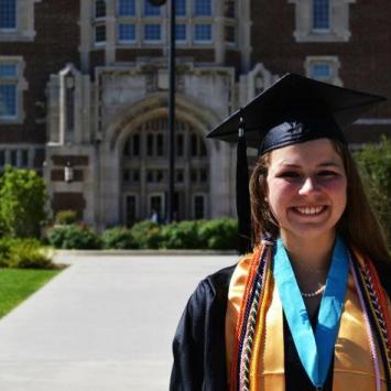 Ruth Dike in graduation cap and gown